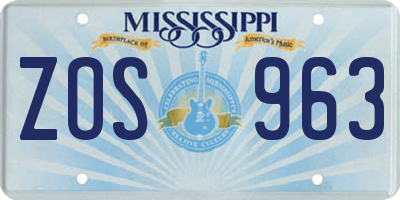 MS license plate ZOS963