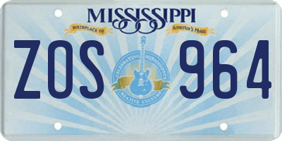 MS license plate ZOS964