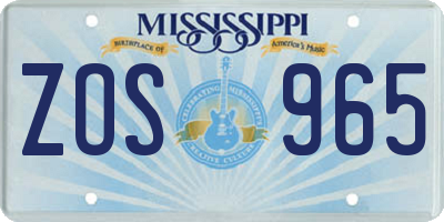 MS license plate ZOS965