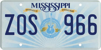 MS license plate ZOS966