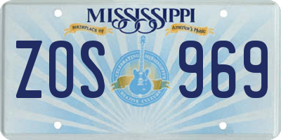 MS license plate ZOS969