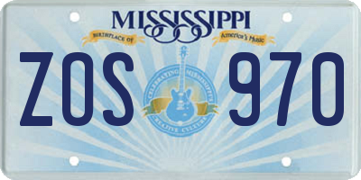 MS license plate ZOS970