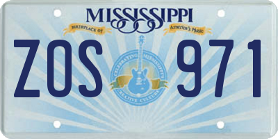 MS license plate ZOS971