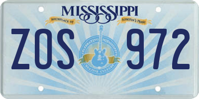 MS license plate ZOS972