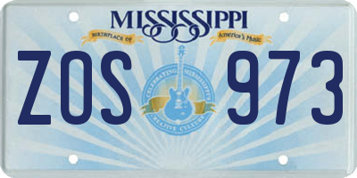 MS license plate ZOS973