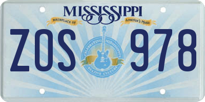 MS license plate ZOS978