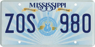 MS license plate ZOS980