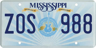 MS license plate ZOS988