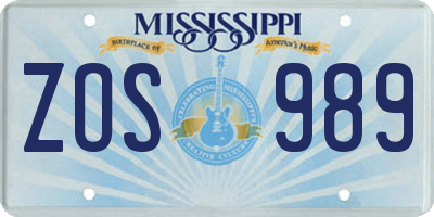 MS license plate ZOS989