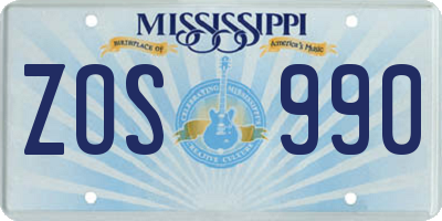 MS license plate ZOS990