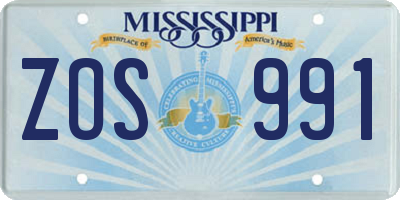 MS license plate ZOS991