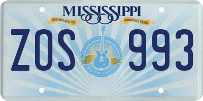 MS license plate ZOS993
