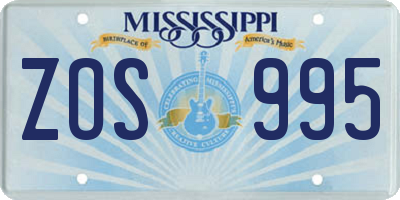 MS license plate ZOS995