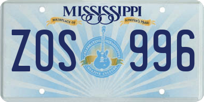 MS license plate ZOS996
