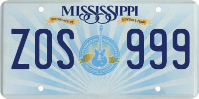 MS license plate ZOS999