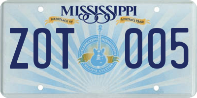 MS license plate ZOT005
