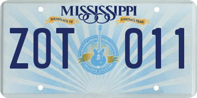 MS license plate ZOT011