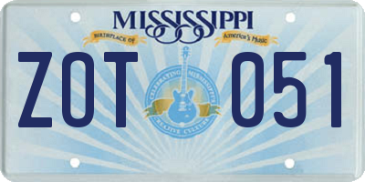 MS license plate ZOT051