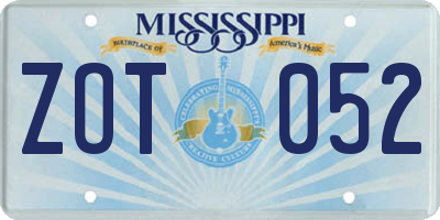MS license plate ZOT052