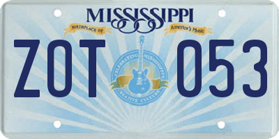 MS license plate ZOT053