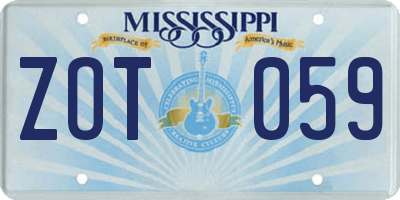 MS license plate ZOT059