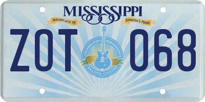 MS license plate ZOT068