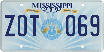 MS license plate ZOT069