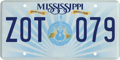 MS license plate ZOT079