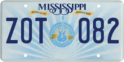 MS license plate ZOT082
