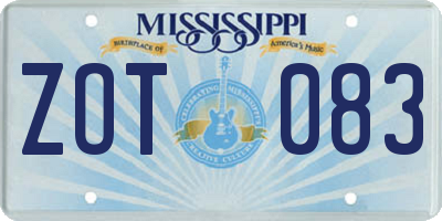 MS license plate ZOT083