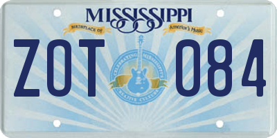 MS license plate ZOT084