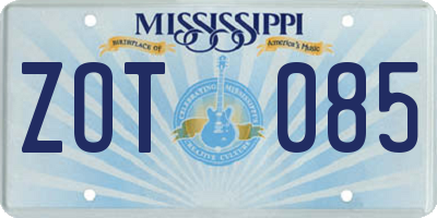 MS license plate ZOT085