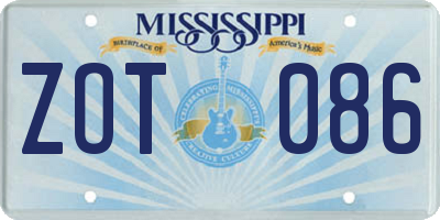MS license plate ZOT086