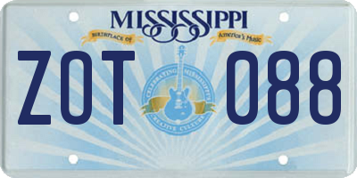 MS license plate ZOT088