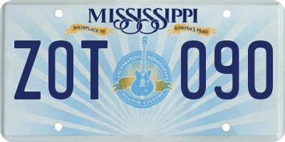 MS license plate ZOT090