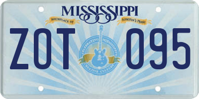 MS license plate ZOT095