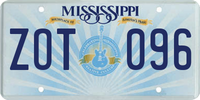 MS license plate ZOT096