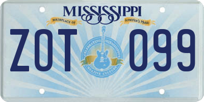 MS license plate ZOT099