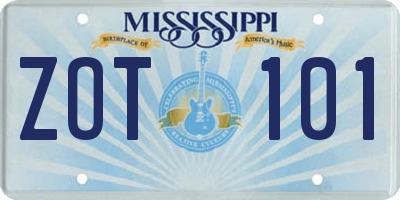 MS license plate ZOT101