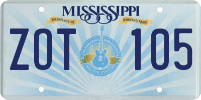 MS license plate ZOT105