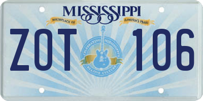MS license plate ZOT106
