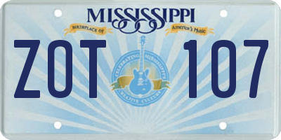 MS license plate ZOT107