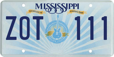 MS license plate ZOT111
