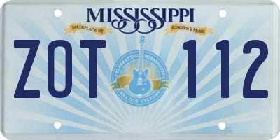 MS license plate ZOT112