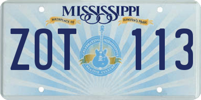 MS license plate ZOT113