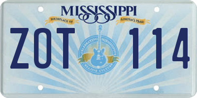 MS license plate ZOT114