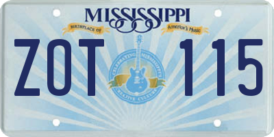MS license plate ZOT115