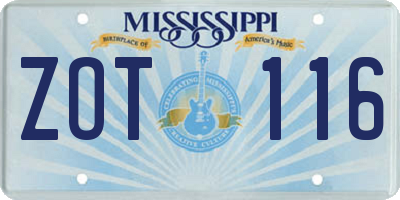 MS license plate ZOT116
