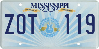 MS license plate ZOT119