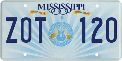 MS license plate ZOT120